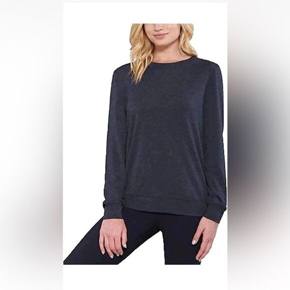 MATTY M Dark Charcoal Gray Zip Side Long Sleeve Crew Neck Top Womens Size Large - Picture 1 of 16